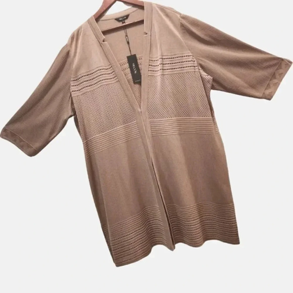 New $498 Misook Heritage Fit Sand Brown Loose Knit Cardigan Sweater Size 2X - Picture 10 of 13